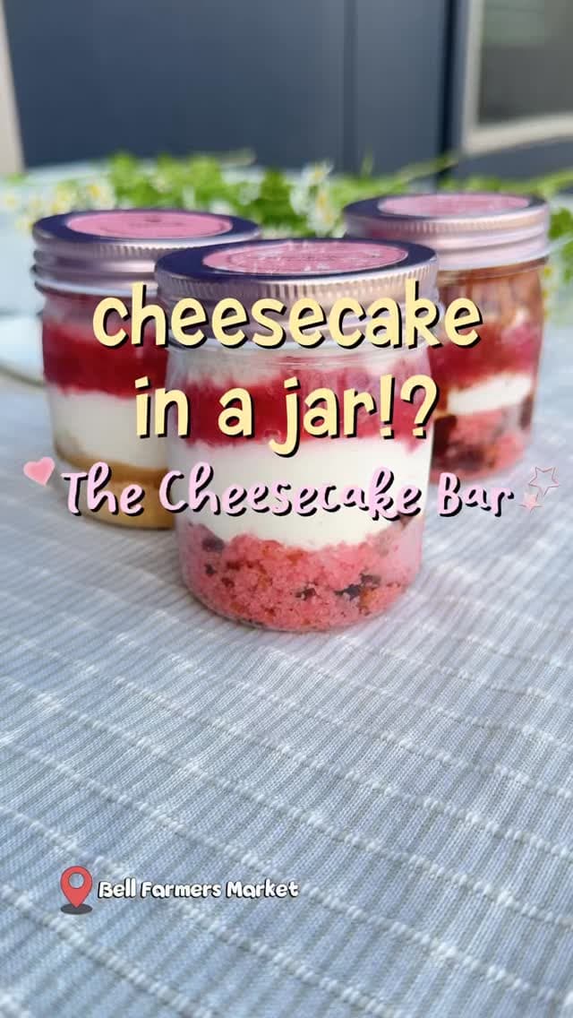 Strawberry cheesecake, in a jar